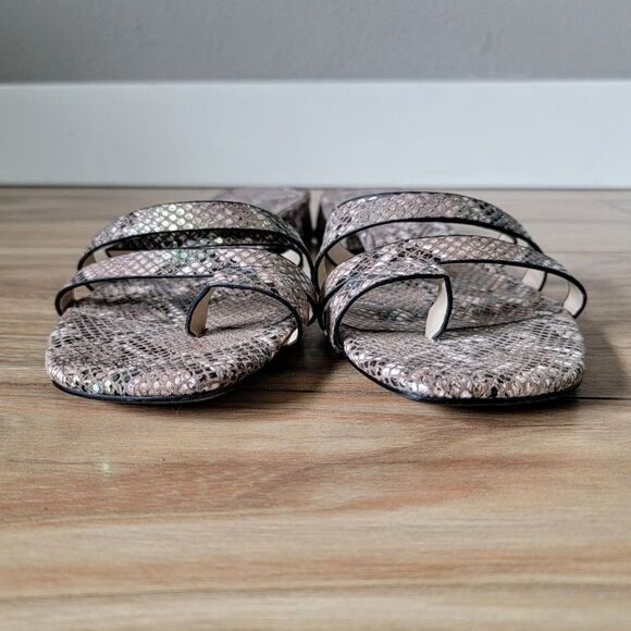 Vince Camuto Grenda Leather Strappy Mini Block Heel Sandal Holographic Snakeskin - Picture 7 of 15